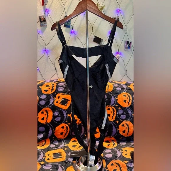 Island, sparkles, rhinestone tram, one piece swimsuit size large - Picture 2 of 3